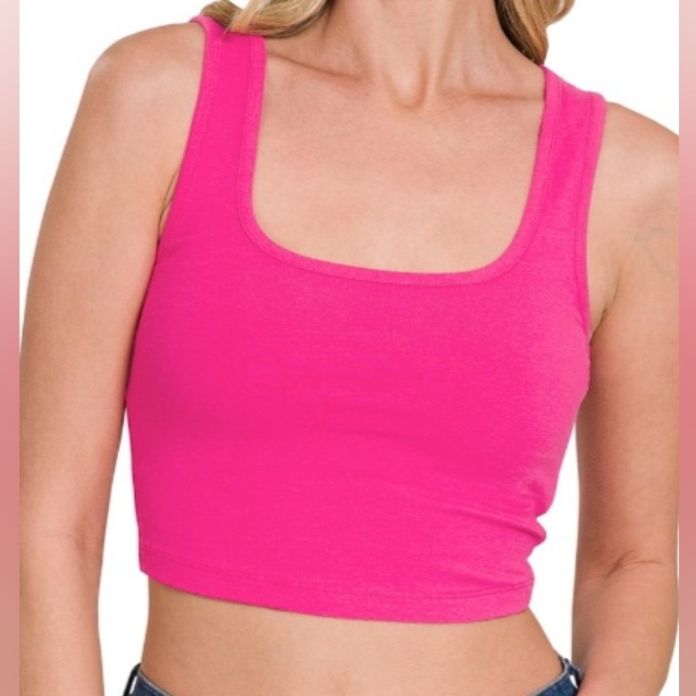 Hot Pink Cropped Tank Top